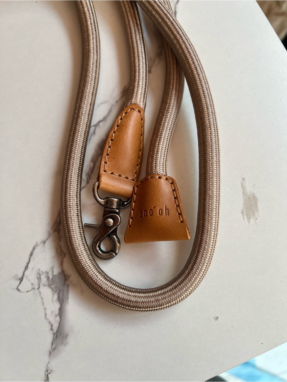 NWT Boo Oh Ray Italian Leather Collar & Silk Rayon Rope Leash Set for Dogs Sz M - Picture 5 of 12